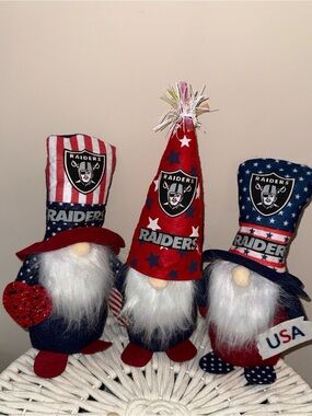 Las Vegas Raiders Patriotic Gnome Trio - Red, White & Blue